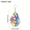 Colorful Flowers Branches Leaf Patterns PU Leather Earrings for Women Elegant Charming Earrings Jewelry Matching for Festivals, Banquets