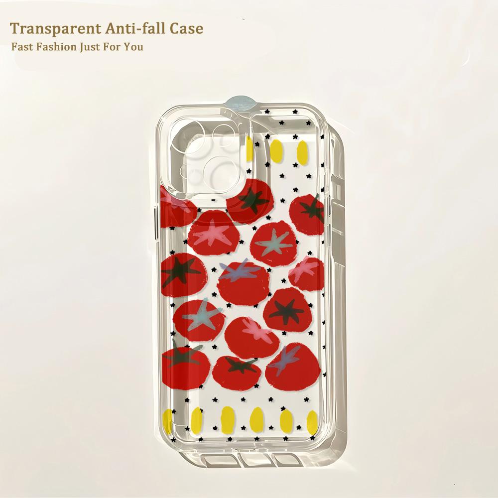 

Hand Drawn Tomato and Star Pattern Phone Case for iPhone 17 16 15 14 13 12 11 16E Series Pro Max Plus Double Layer Protection iphone 12