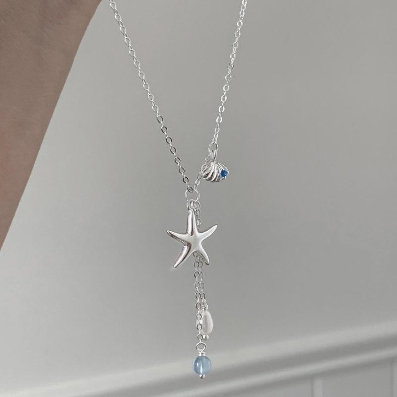 925 Silver Necklace Cute Five Pointed Star Smile Dimple Pendant for Women Girl Jewelry Gift