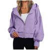 Women's Fashion Winter Long Sleeve Hooded Zipper Solid Color Loose Hooded Jacket