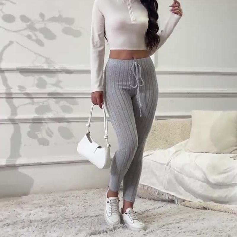 Women Drawstring Gym Leggings Autumn Winter Athletic Workout Leggings Training Yoga Pants Hip Breathable Sports Fitness Tights