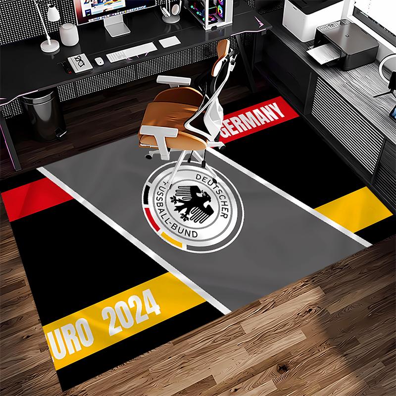 1pc Football Club Logo Print Area Rug - Soft, Washable Non-Slip Indoor Mat for Office Chairs, Living Room, Home Office Decorative Rug