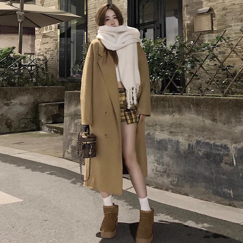 

Women s High-Grade Mid-Length Wool Coat - Petite Fit, New 2025 Autumn/Winter Style, Pink Cape Design S (40/45kg)