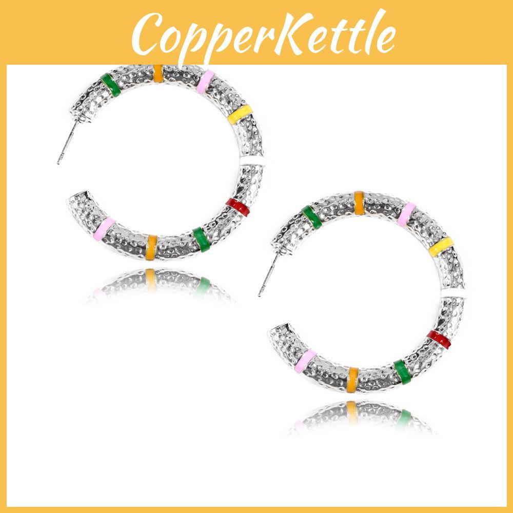 Fashionable Alloy Hoop Earrings For Women Geometric Design Street Style