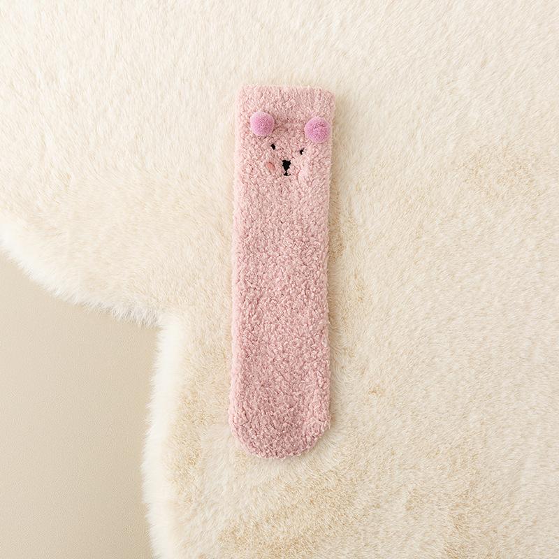 Ladies Autumn and Winter Lamb Plush Plush Thickened Sleeping Home Floor Small Ear Socks