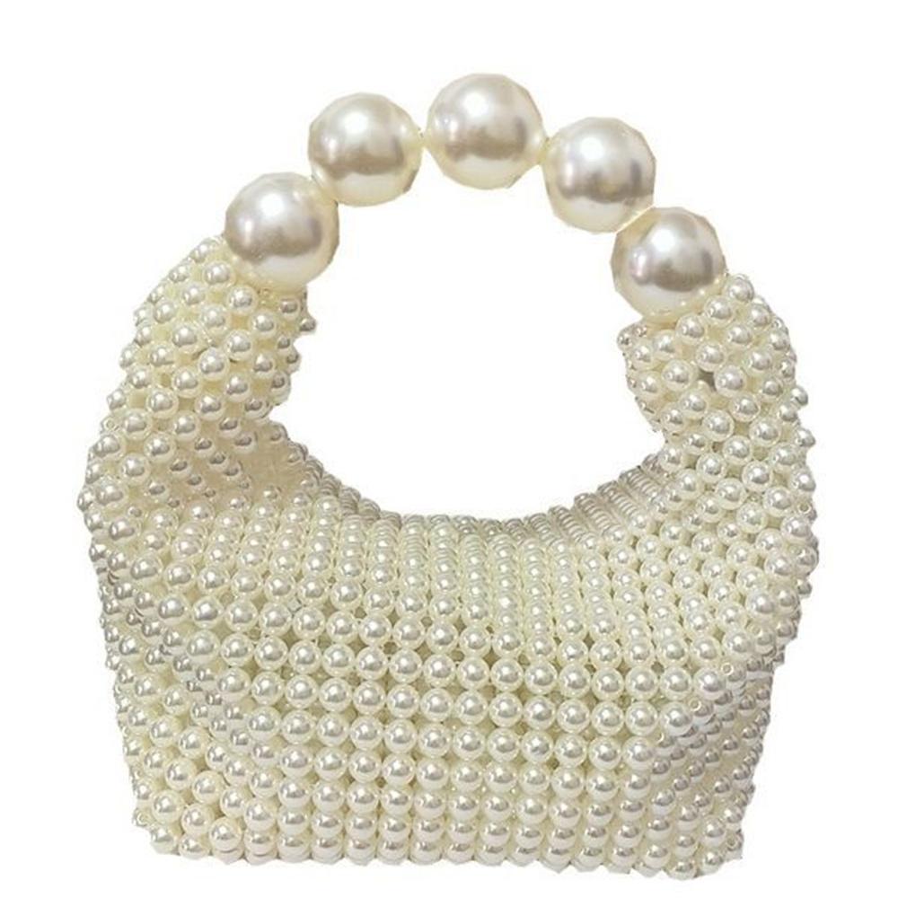 

Ручная тканая сумка для ужина с большими бусинами и жемчугом, модная сумка для знаменитостей в Интернете белый