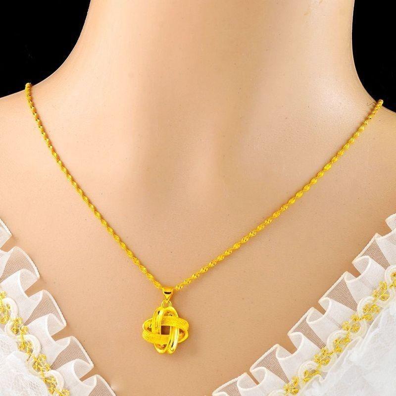 Vietnam Gold Ruyi-Knoten Anhänger Halskette - Damenmode, Einfach & Nicht verblassend, Nationaler Stil