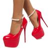 Spring new light mouth high heel single shoes women's solid color thin heel sexy single shoes hate sky high super high heel nightclub