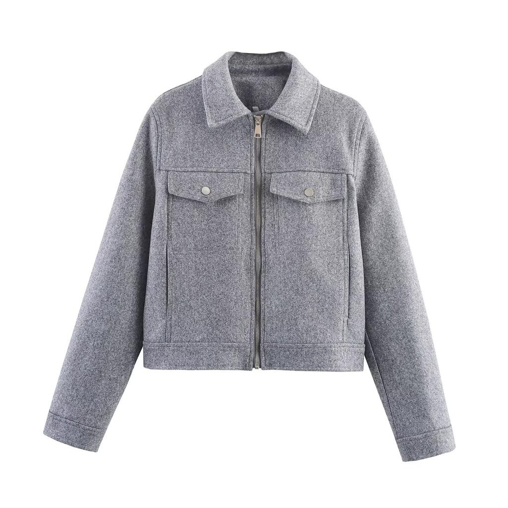 Women's Faux Suede Button Jacket Oversized Gathered Hem Short Length Coat Casual Vintage Outerwear With Pockets