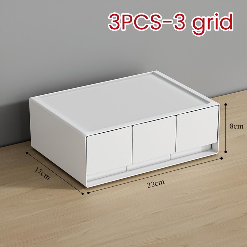 1/2/3-Schichtige Desktop-Schubladen-Aufbewahrungsbox Stapelbare Aufbewahrungsschubladen Schreibtischzubehör Kosmetik-Organizer Kleinkram-Halter für Zuhause