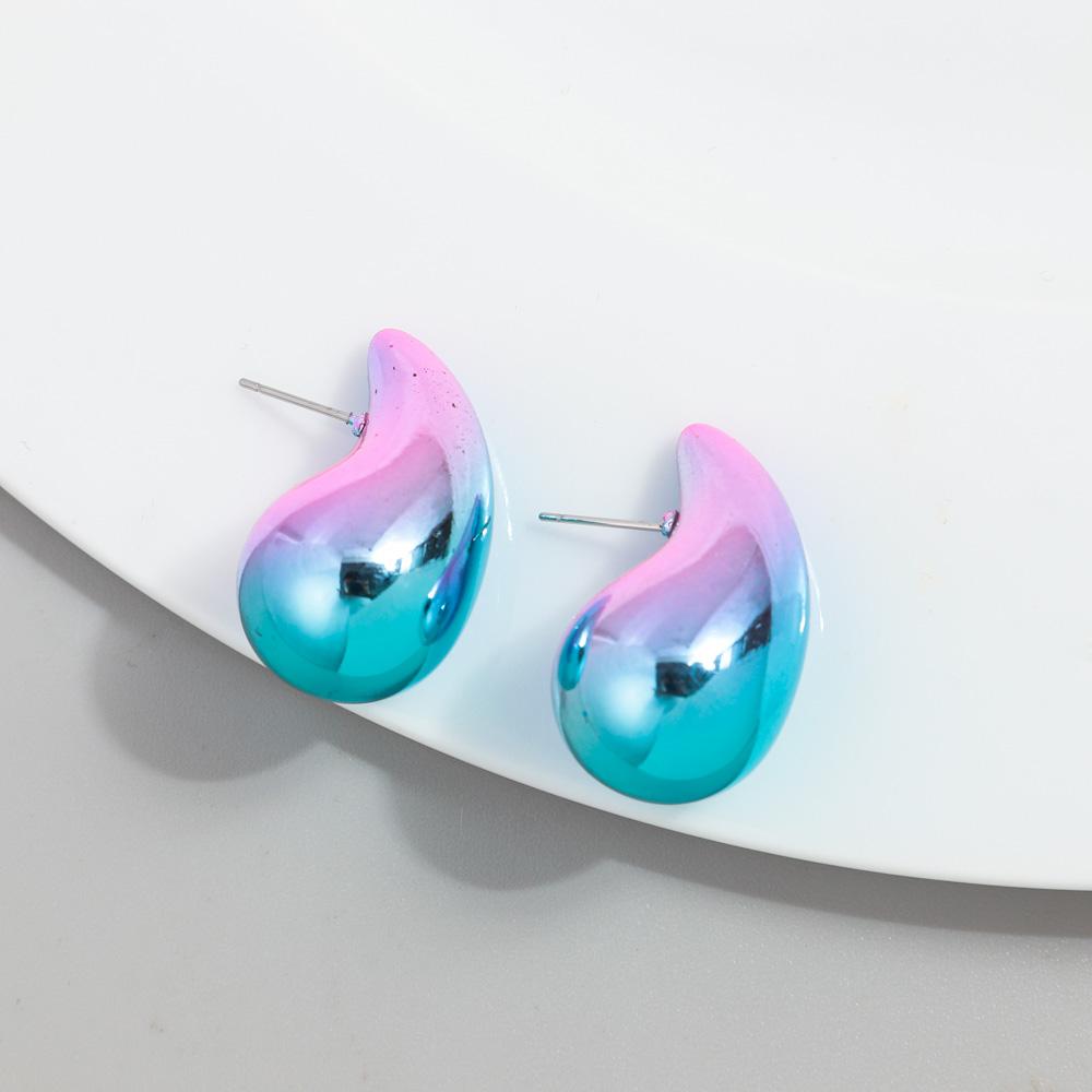 New AB Colorful Chunky Teardrop Earrings Dupes for Women Smooth Hollow Thick Water Drop Earring Hoops Trendy Jewelry Lightweight