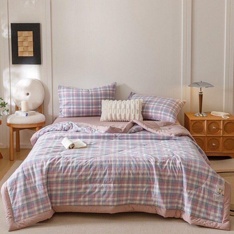 1Pc Summer Quilt Thin Quilt  For Bedroom Bedding Student Dormitory Single Bed Double Bed Breathable Comfortable Not Stuffy