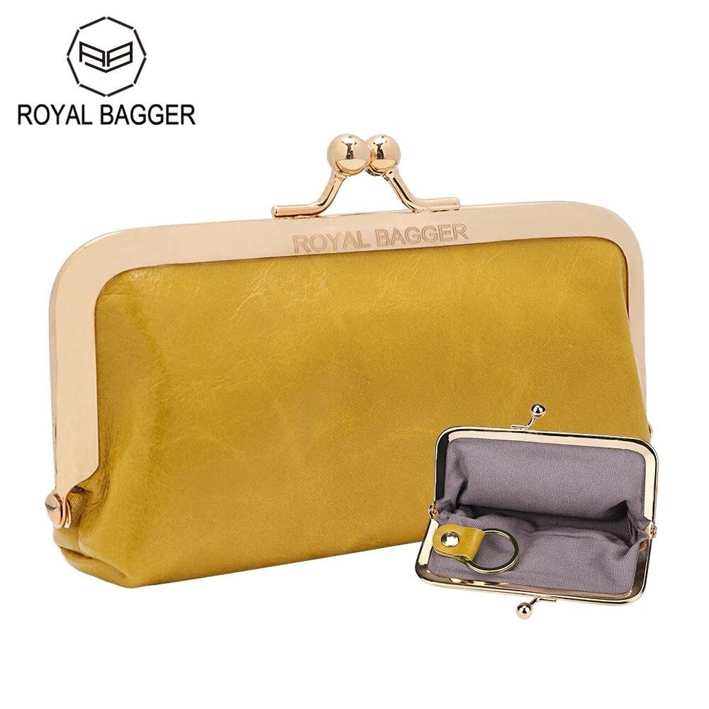 

Royal Bagger Kisslock кошелек для монет для женщин из натуральной коровьей кожи винтажная сумка для хранения помады мини вечерняя сумка сменная сумка 1498 чёрный