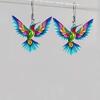 1 Pair Acrylic Colorful Bird Dangle Earrings 2D Hummingbird Hook Earrings Hypoallergenic Women Bird Drop Earrings Fashion Jewelry