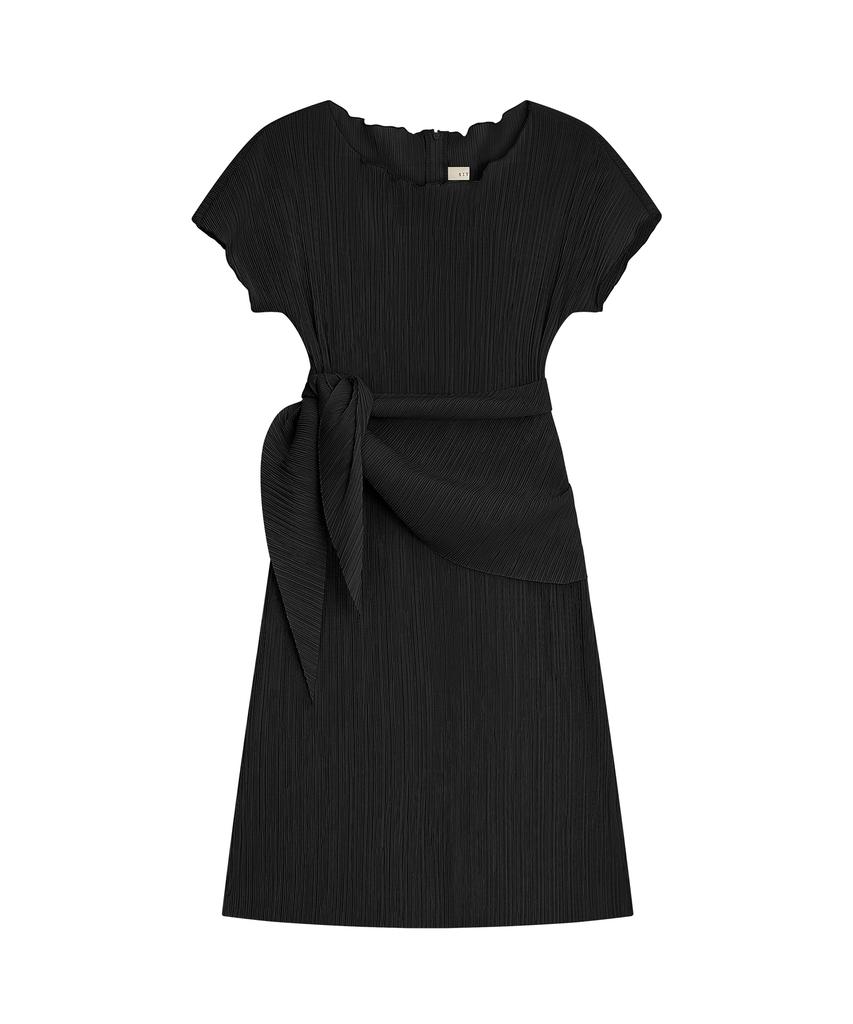 Siyajyu Sia8039 Pleated Wrap Dress_Black