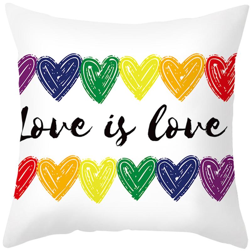 Rainbow Heart Pattern Nordic Sofa Cushion Cover Peach Skin Pillowcase Home Decor Pillowcase