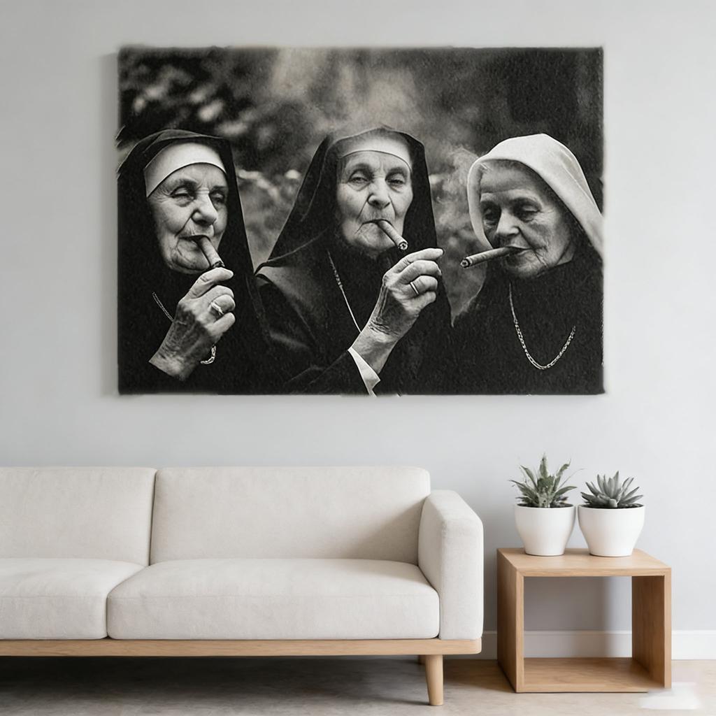 Gusvintage Nun Art Tapestry, Retro Religious Wall Hanging, Funny Aesthetic Decor For Bedroom Living Room & Dorm, Ideal Gift