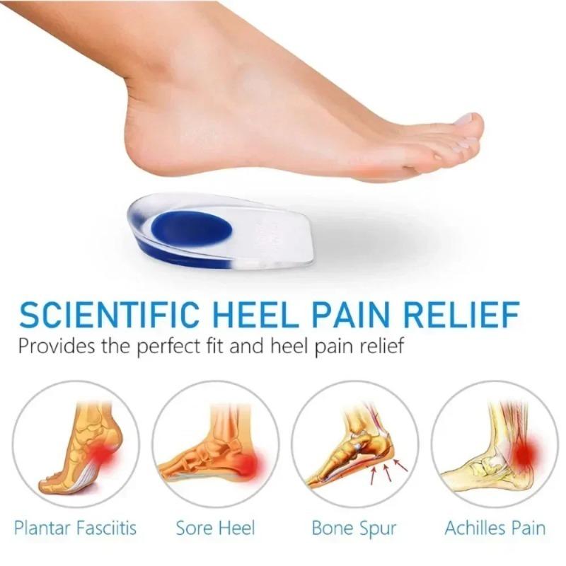 1Pair Silicone Heel Pad Heel Pain Relieves Pain Damping Heel Sole and Achilles Tendon Long-term Care Tool Foot Massage Care Pad