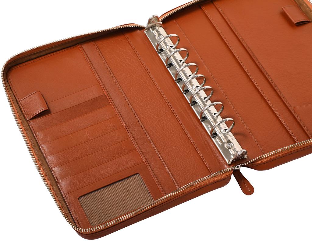 Franklin Planner Calm Soft Leather Zipper Binder, 30mm, Brown, Classic Size, 65629