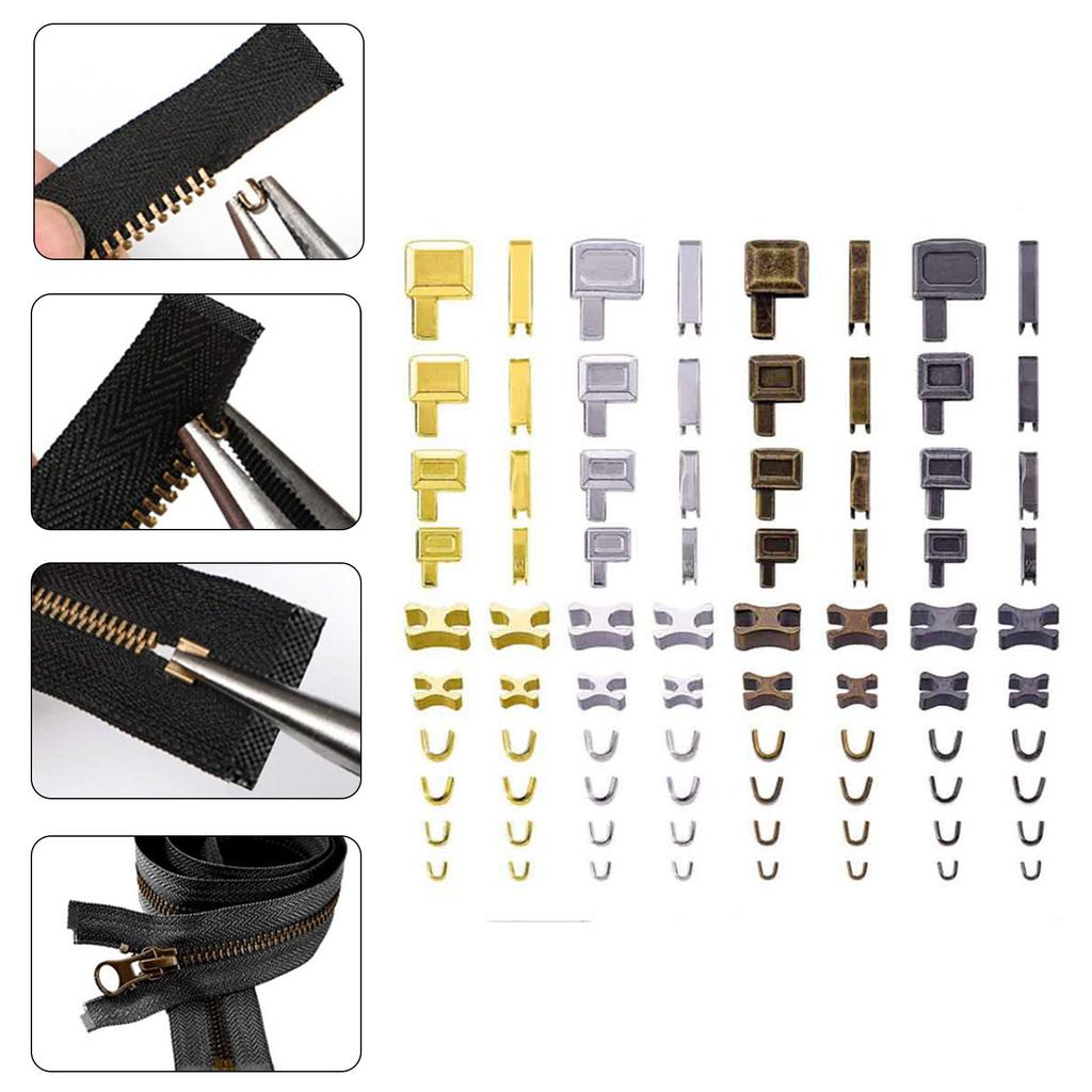 Metal Zip Repair Set Zippers Repair Tool Insertion Pin Zippers Bottom Zippers Stopper For Sewing Clothing Jackets
