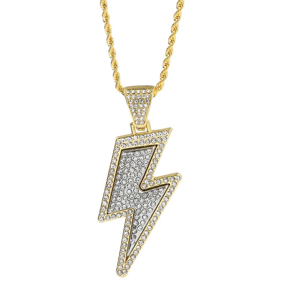 New Hip Hop High-end Shining Lightning Rhinestone Pendant Necklace Women’s Fashion Party Jewelry Gift
