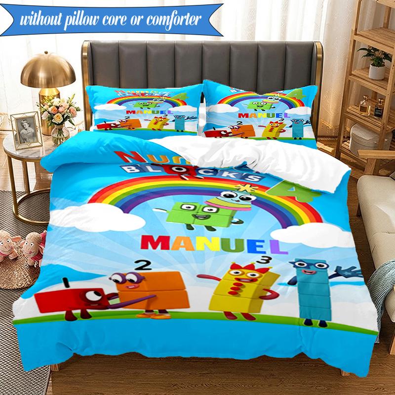 Number-Blocks Abenteuer 3er K-Pop Musikgruppe Bettwäsche-Set, Ideal für Schlafzimmer, Wohnheim, Inklusive Bettbezug und 2 Kissenbezügen, Fan-Geschenke