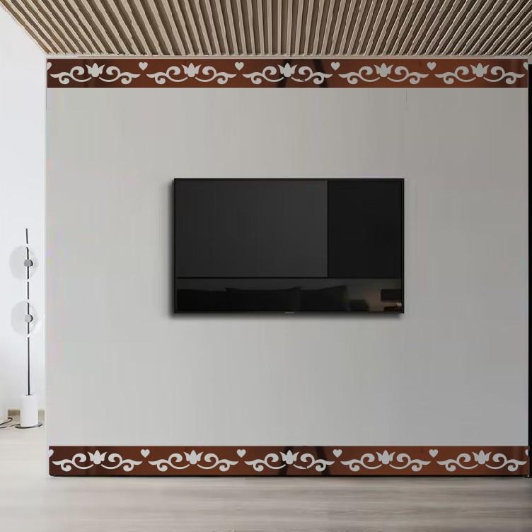 Self Adhesive Wallpaper Border, Acrylic 3D Mirror Effect Peel and Stick Wall Decor for TV Feature Wall, Living Room