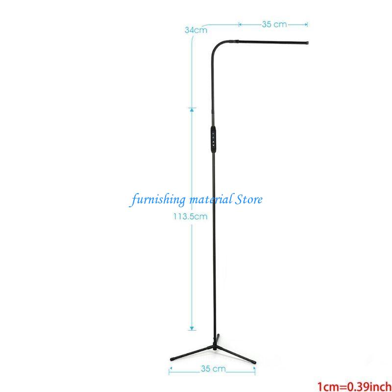 Y5GD Remote Control Dimmable Standing Light US Plug LED Floor Lamp 12W Flexible Gooseneck for Touch Dimming for Study Living