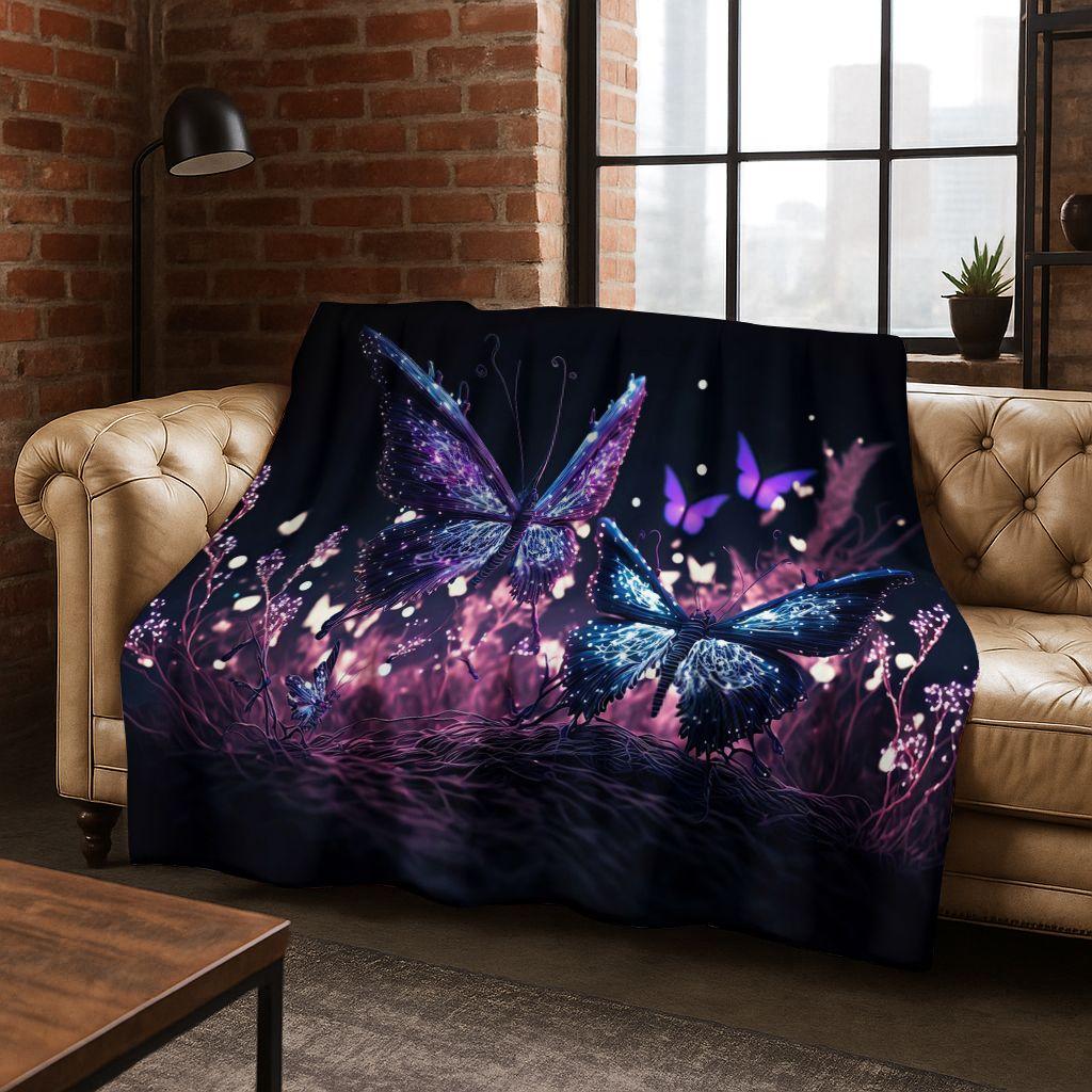 26 Style Dream Butterfly Flower Cartoon Flannel Blanket,Cozy Soft Throw Blanket for Home Bedroom Bed Sofa Picnic Cover Gift Kids