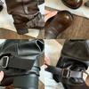 Cowhide version of grape mother, the same Spice Girl pant tube boots, women's fashionable wasteland wind pleated buckle, western cowboy boots, shor