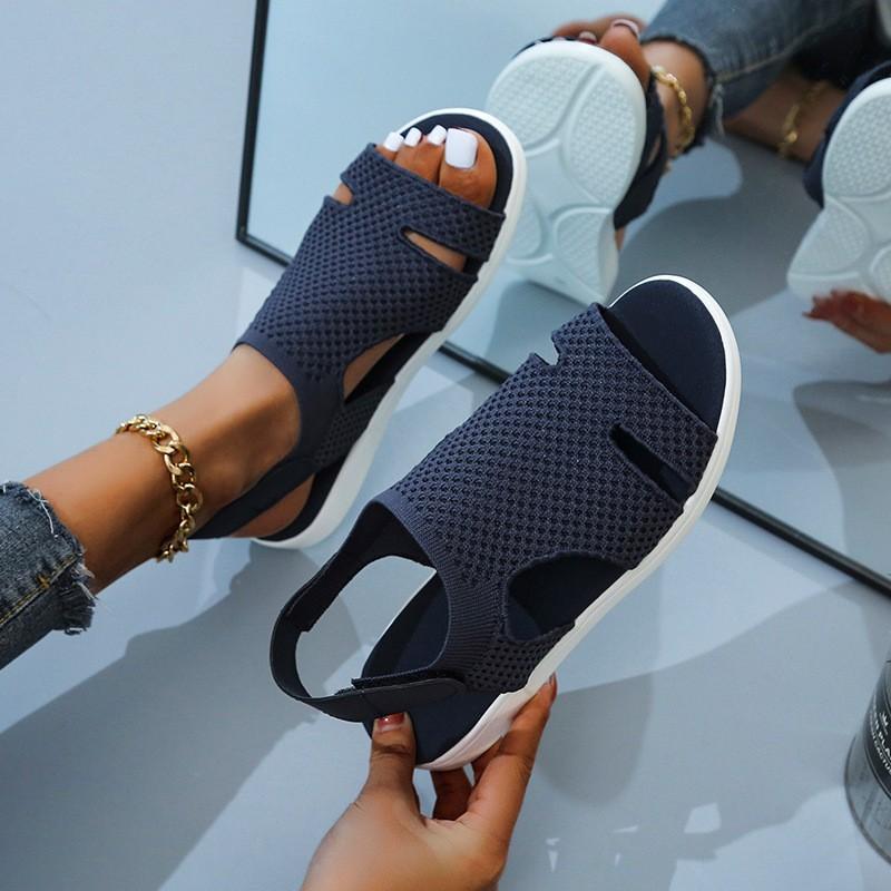 Nuovi Sandali Estivi da Donna moda Tessuto elastico volante Strass Casual Scarpe Piatte da Donna 2024 Scarpa da Spiaggia da Donna Taglia grande 36-43