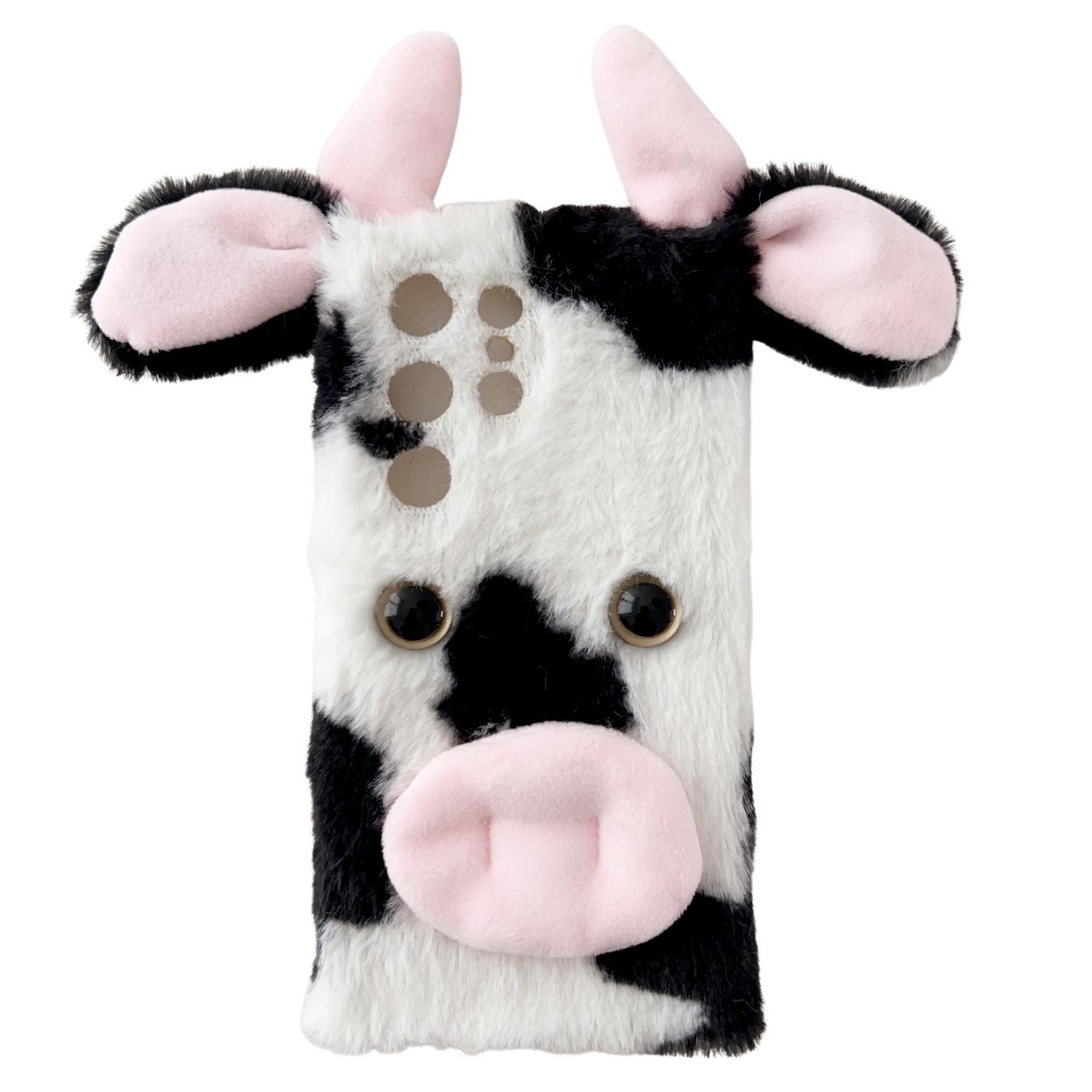 

For Samsung Galaxy S24 Ultra Slim Case Fluffy Cows Ear Soft TPU Phone Case Black
