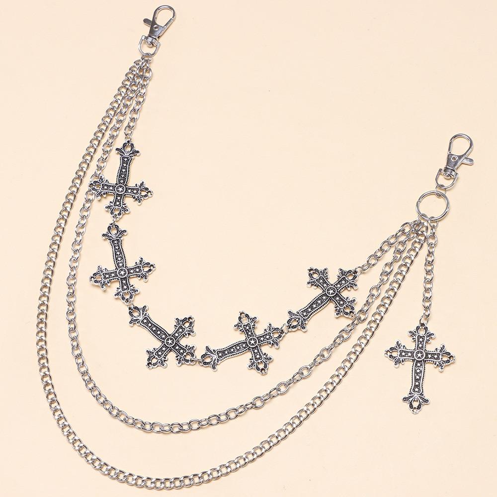 Metal Cross Belt Chain Hip Hop Accessory For Men Women With Lobster Clasp