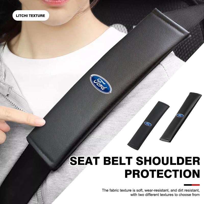For Ford Car Safety Belt Shoulder Cover Carbon Fiber Texture Comfort Cushion Mk2 Mk3 Ranger Mondeo Mk4 S-MAX Kuga Mustang Fusion