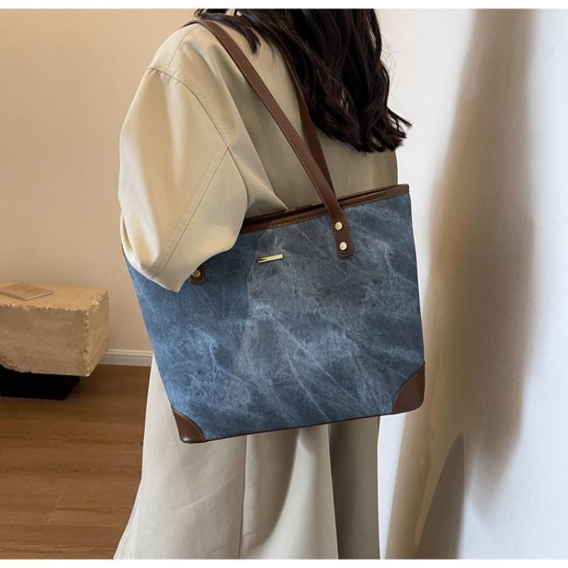Large-capacity bag women's summer versatile new simple shoulder bag popular texture commuter tote bag