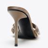 Bling Decorative Brand Designer Women's Slippers Sexy Peep Toe Slide Sandals Elegant Brown Thin High Heels Summer Party Shoes