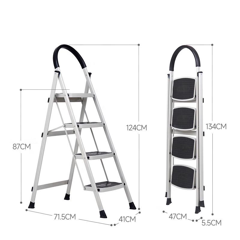 Jimeier 4-Step Foldable Steel Fitness Stepladder