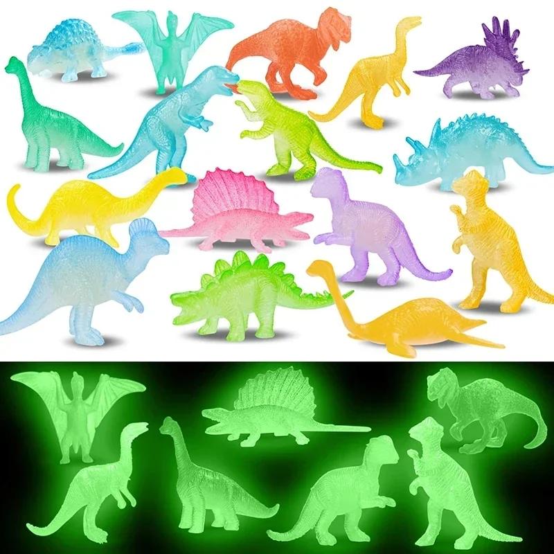 28Pcs Mini Luminous Dinosaurs Toys Action Figures Glow In The Dark Baby Boys Gift For Children Novelty Model Decoration Toy