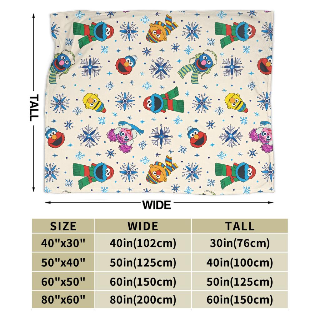 Christmas  Blanket S-Sesames Streets Picnic Flannel Throw Blanket For Couch Chair Soft Warm Quality Bedspread Birthday Present