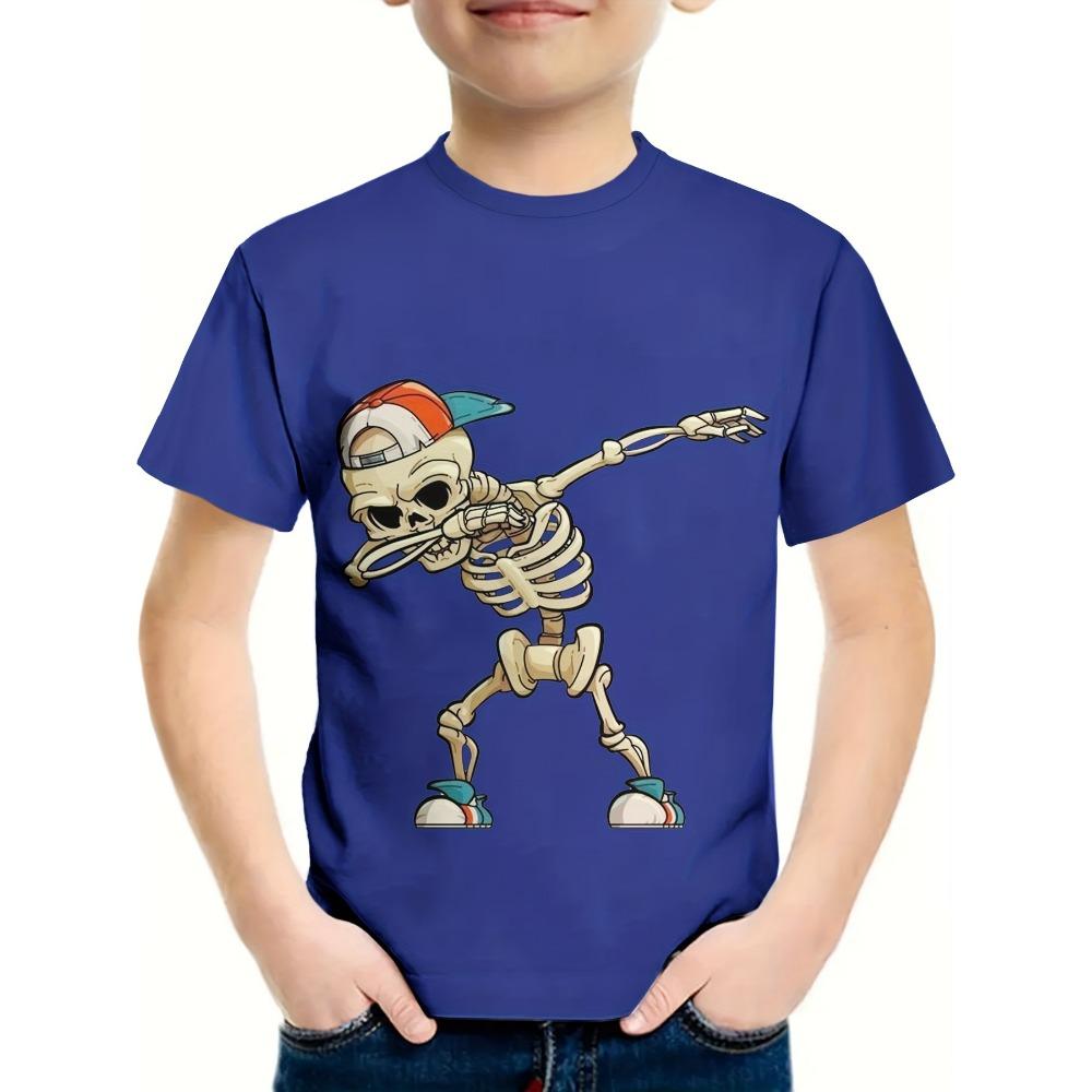 Abbigliamento per Bambini T-shirt da Ragazzo Manica Corta Stampa Teschio 3D Abbigliamento Estivo per Bambini Streetwear Creativo alla Moda Girocollo Abbigliamento per Ragazze