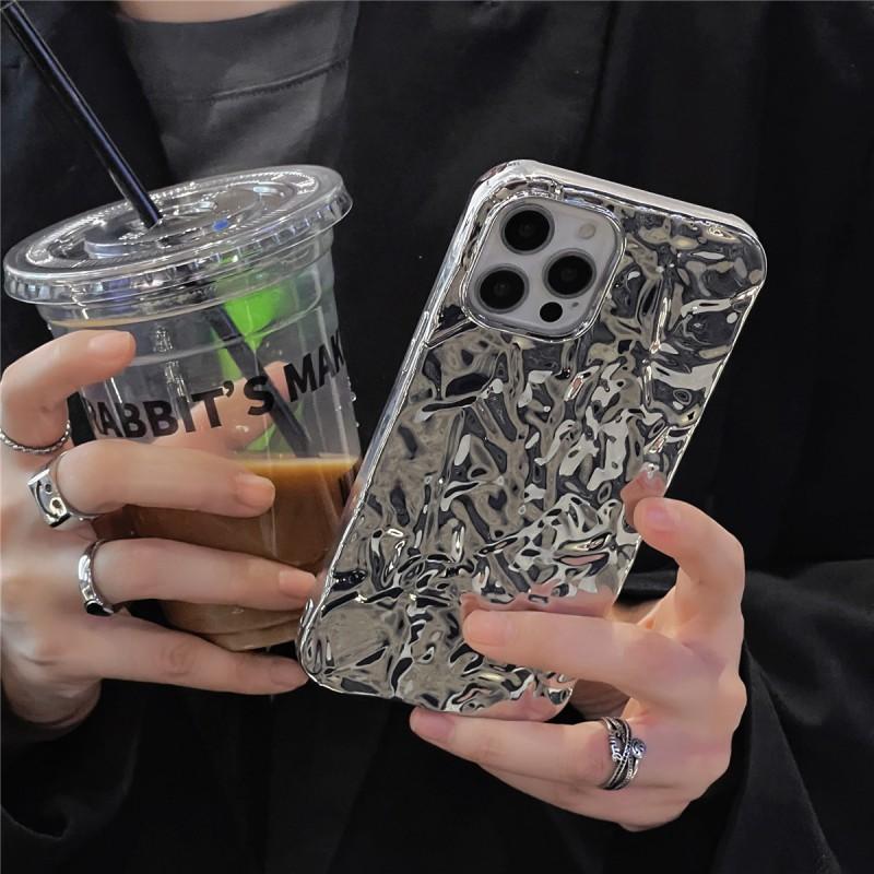 Foil Texture Phone Case IPhone 14 Pro Max 13 Series Shockproof Silicone Back Cover With Electroplating Finish
