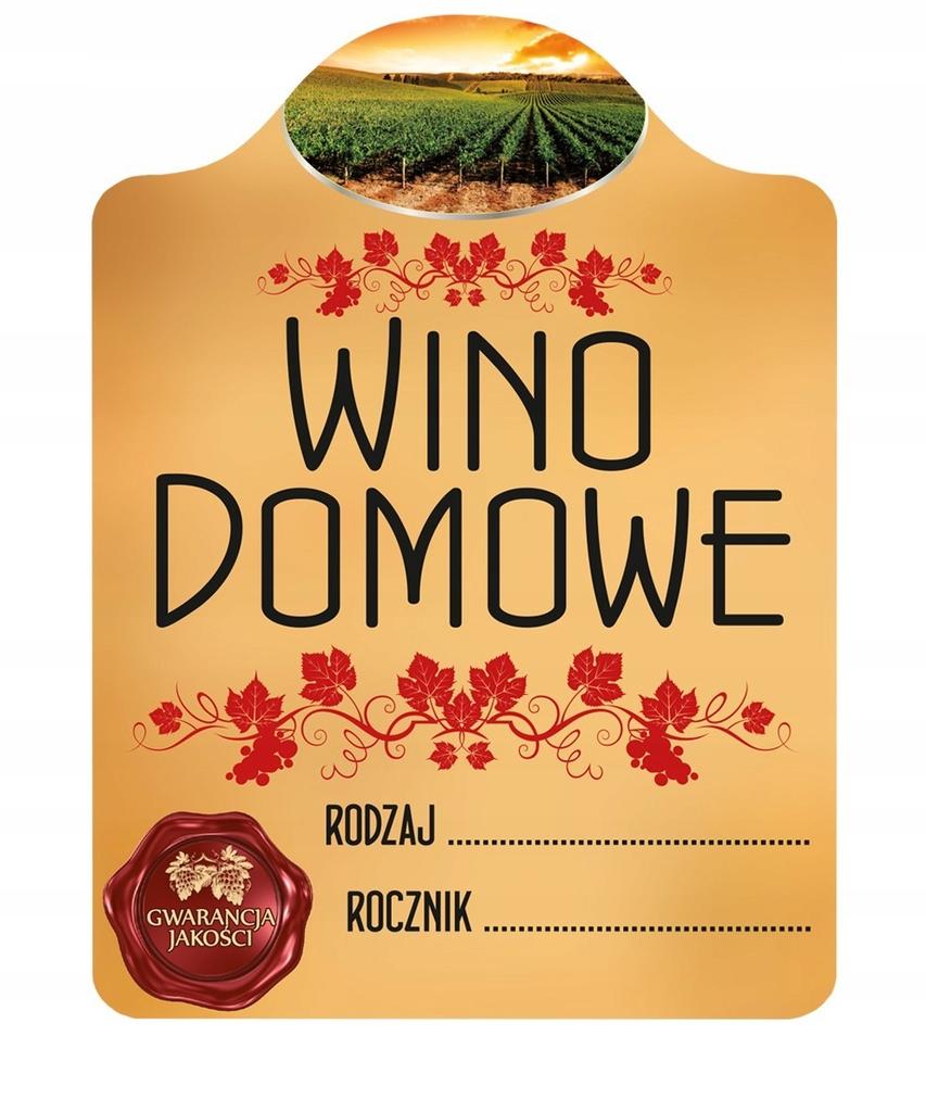 10X Etykieta Naklejka Wino Domowe Wino Żółte