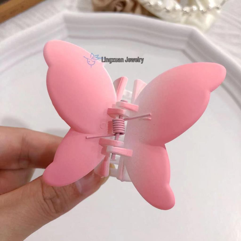 Gradient Pink Hair Clips for Women - 8-Piece Set: Large Claw & Shark Clips, Cross & Square Design