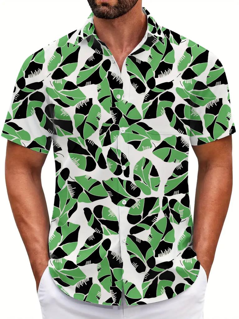 Summer Short Sleeve Flower Shirt Men'S Beach Large Size Casual 3D Digital Printing Men'S Shirt Tide