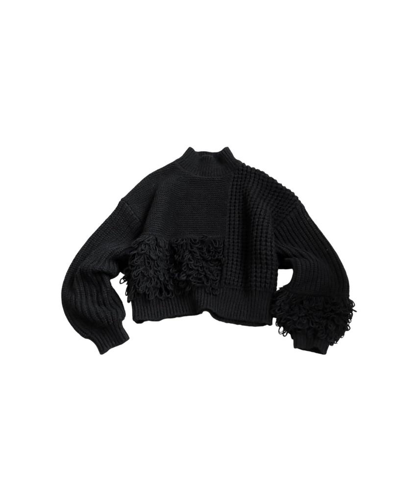 Antiqua Fringe Knit Long One Size Black Women's Top, Sleeve, ESA-00183, 05,