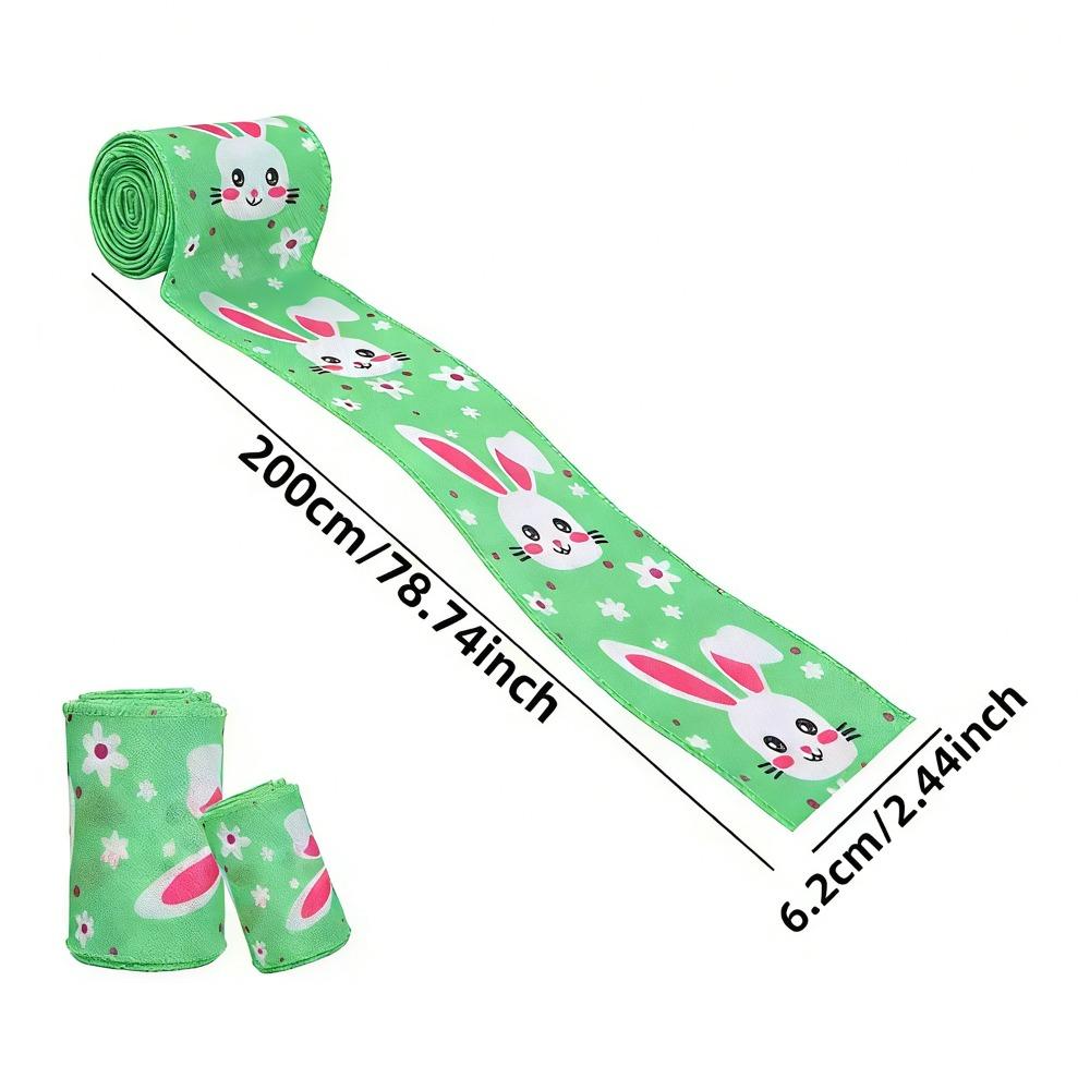 Vibrant Colors Easter Ribbon Cartoon Rabbit Print Bunny Egg Carrot Print Grosgrain Ribbon Iron Wire Edge Easter Egg Print