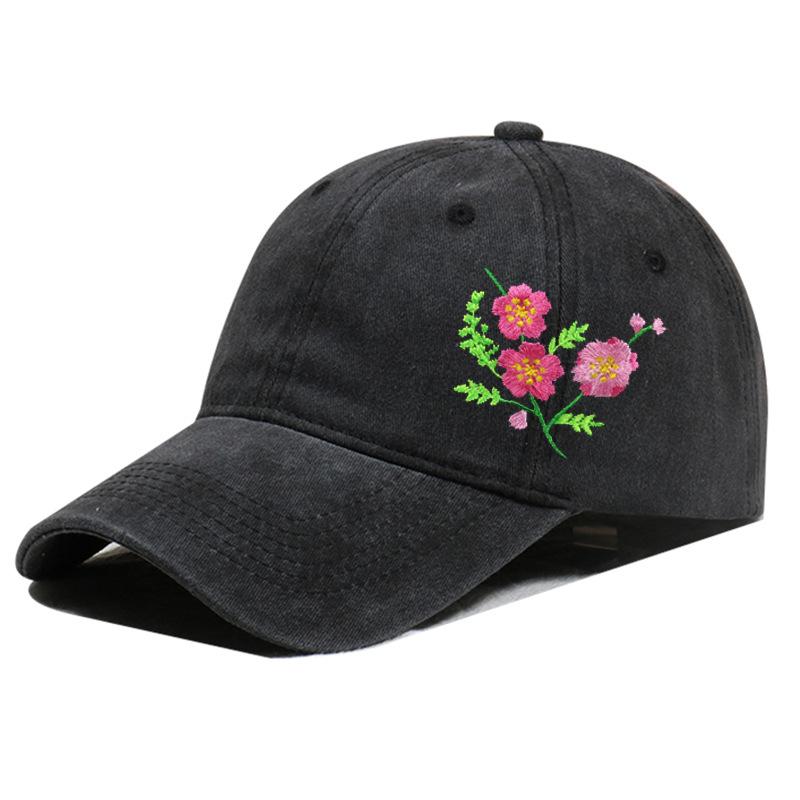 Embroidered Flower Diy Hat Soft Top Outdoor Sun Protection Casual Cotton Baseball Cap Fashionable Spring Summer Hat For Girls