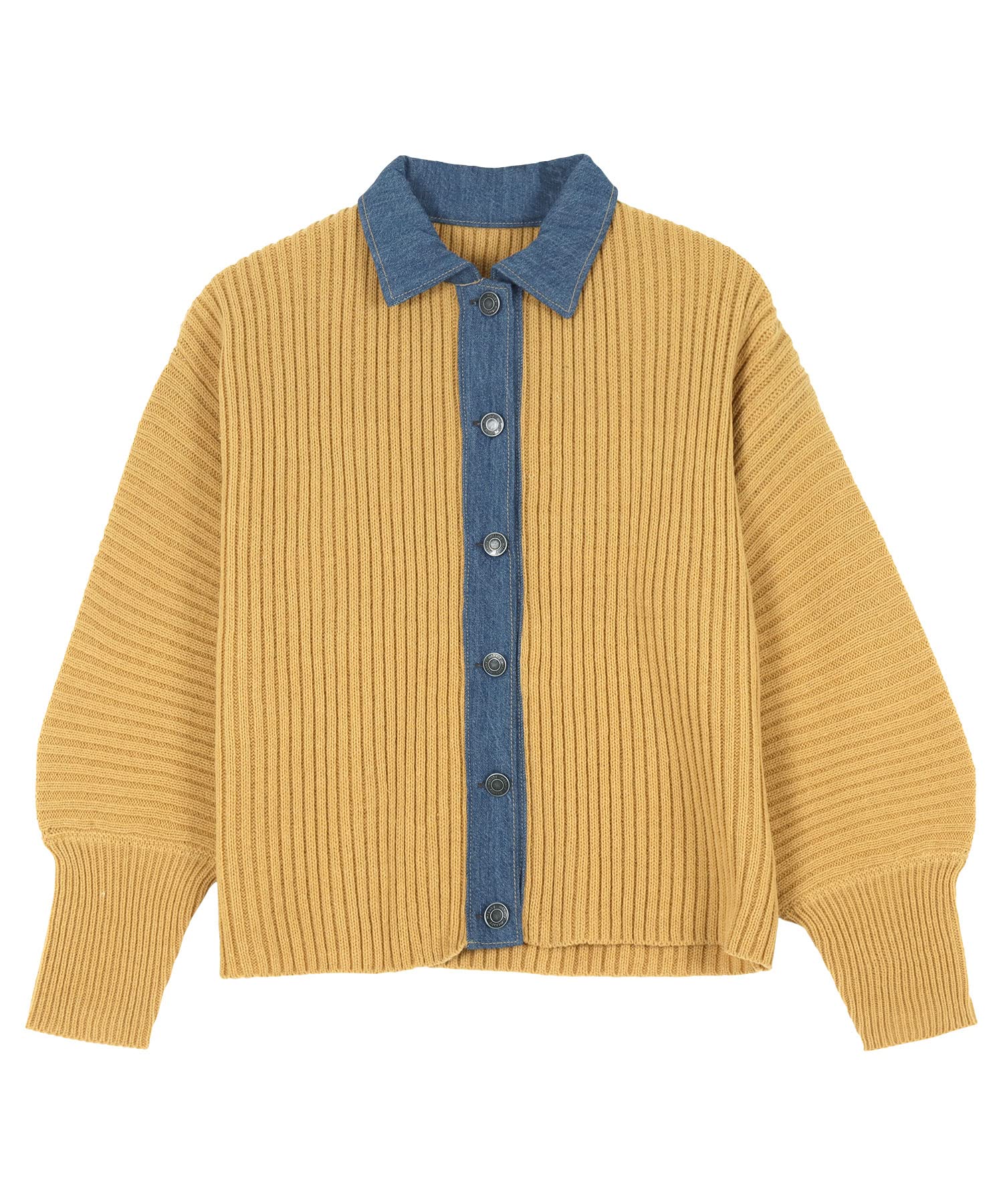 Kobe Lettuce Denim Knit Cardigan Free Size Yellow [C5993]