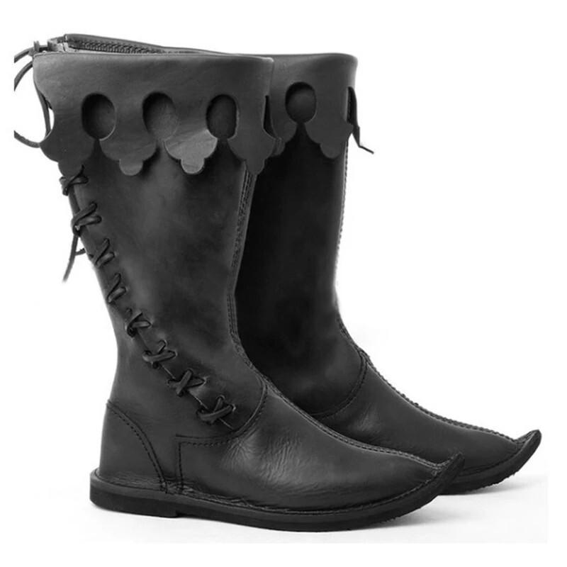 Gothic Commander High Boots Cosplay Flat Medium Leg Boots