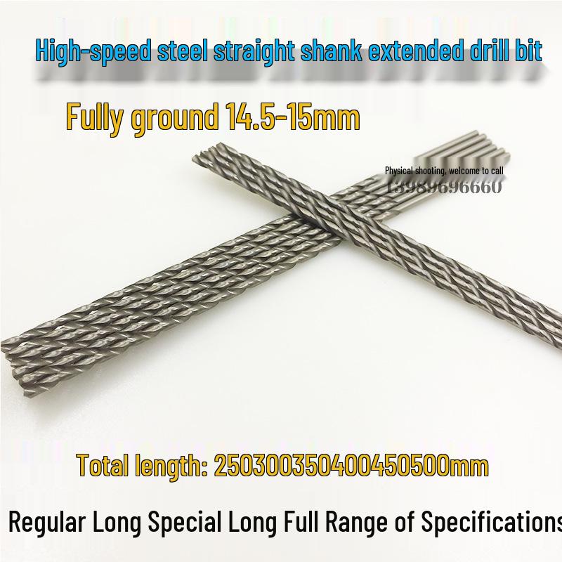 Extended Twist Drill Bit Set: 14.5-16mm x 250-300mm, Fully Ground, Straight Shank